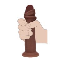 RealRock Kaksikerroksinen realistinen silikonidildo liukuvalla iholla - 15,5 cm - Ruskea, kuva 5