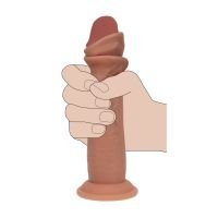 RealRock kaksikerroksinen realistinen silikonidildo liukuvalla iholla - 18,5 cm - Vaaleanruskea, kuva 7