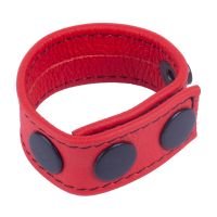 Red Leather Cocky - Regulowany skórzany cockring - Czerwony, zdjęcie 2
