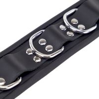 Red Leather Leather Necklace 3 D Rings - Black, picture 5