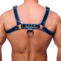 Red Leather Harness in Pelle Premium - S/M - Nero/Blu, immagine 2