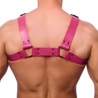 Red Leather Bulldog læderharness - L/XL - Lyserød, billede 2