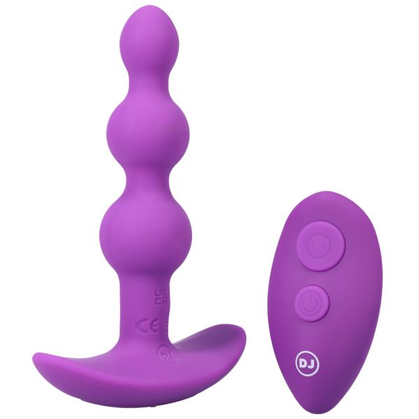 Doc Johnson A-Play Shaker - Silikone buttplug med kugler og vibration og fjernbetjening - Lilla