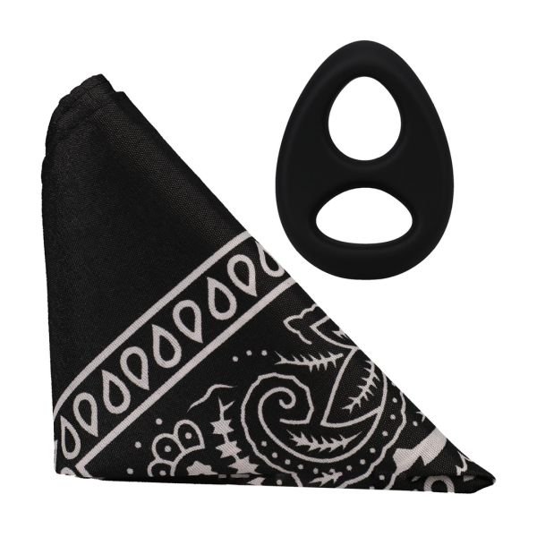 Doc Johnson The Code - Cockring de Silicone com Bandana - Preto