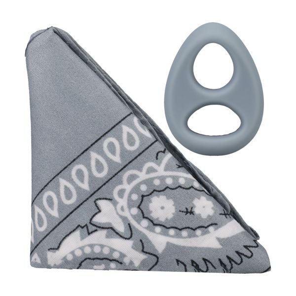 Doc Johnson The Code - Cockring em Silicone com Bandana - Cinzento