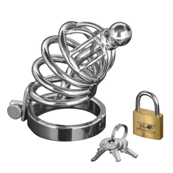 XR Brands Asylum - Cage de chasteté avec 4 anneaux - S/M