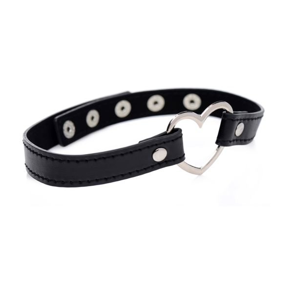 XR Brands Dark Heart - Choker con Cuore Cromato - Nero