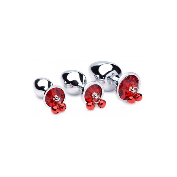 XR Brands Red Gem - Butt Plug Set with Bells