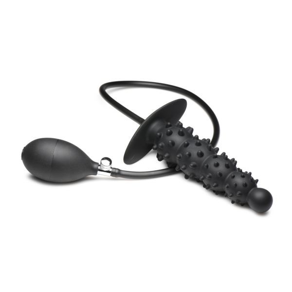 XR Brands Ass Puffer - Nubbed Inflatable Silicone Anal Plug - Black