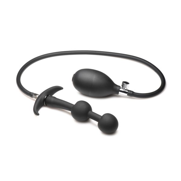 XR Brands Ass Rattler - Weighted Inflatable Silicone Anal Plug - Black