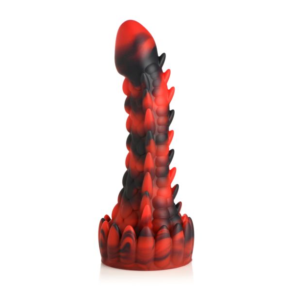 XR Brands Demon Rising - Gode Dragon en silicone écailleux - Rouge/Noir