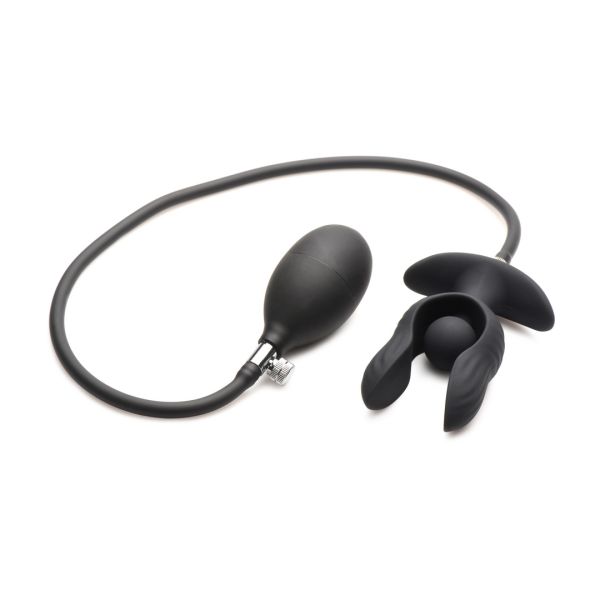 XR Brands Dark Pearl - Inflatable Vibrating Butt Plug with Remote Control - Black