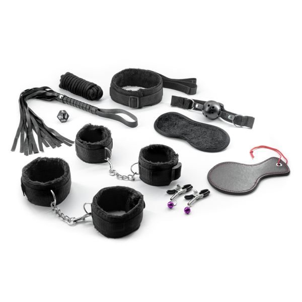 Crushious Master and Cummander - 11 Piece Bondage Kit - Black