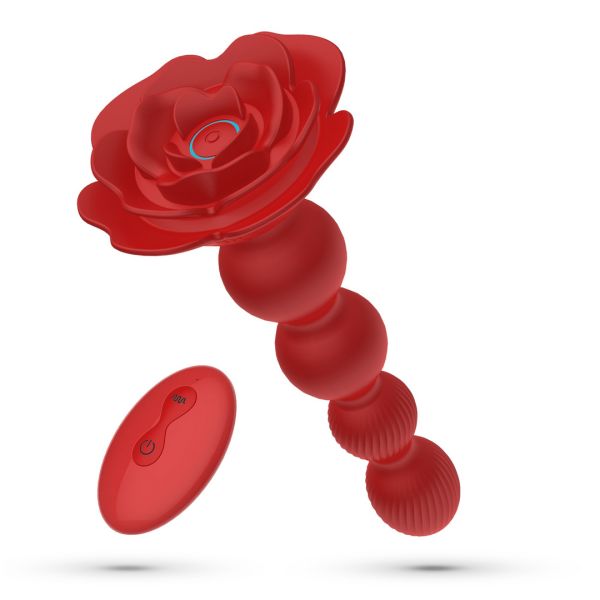 Crushious Rosaline - Rotating Anal Rose Plug with Remote Control - Red