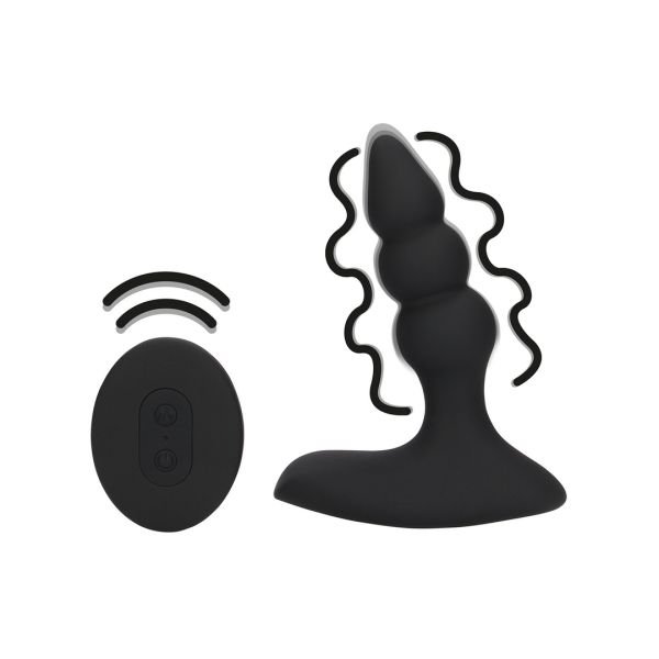 Loveline Plug anal vibrant à billes avec télécommande - Noir réglisse