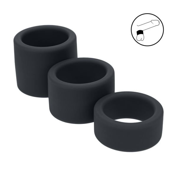 Levelz kivesremmisetti nestemäistä silikonia 3 kpl - S/M/L - Musta