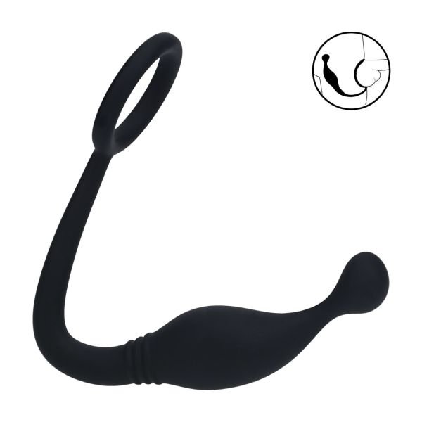 Levelz Penisring i silikone med prostatastimulator - M - Sort