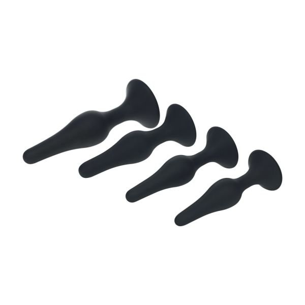 Levelz Slim Conjunto de 4 Plugs Anais em Silicone - S/M/L/XL - Preto