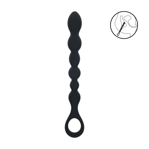 Levelz Beaded Snake Silicone Anal Probe with Loop - Black