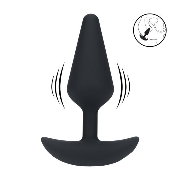 Levelz Classic Vibrating Silicone Anal Plug - M - Black