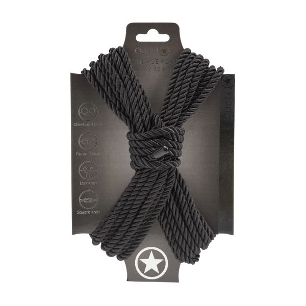 Ouch! Bondagereb i polyester - 10 m - Sort