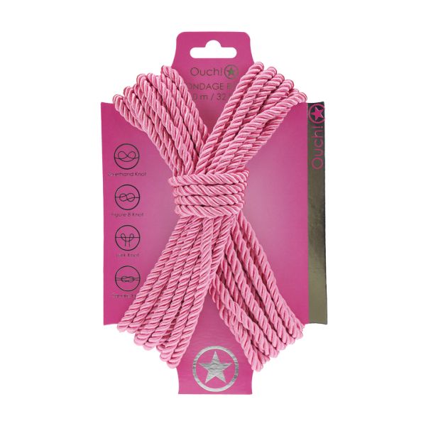 Ouch! Bondage reb i polyester - 10 m - Lyserød