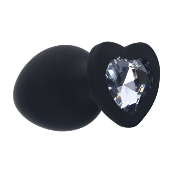 Ouch! vaihdettava Diamond Heart Gem anaalitappi - Large - Musta