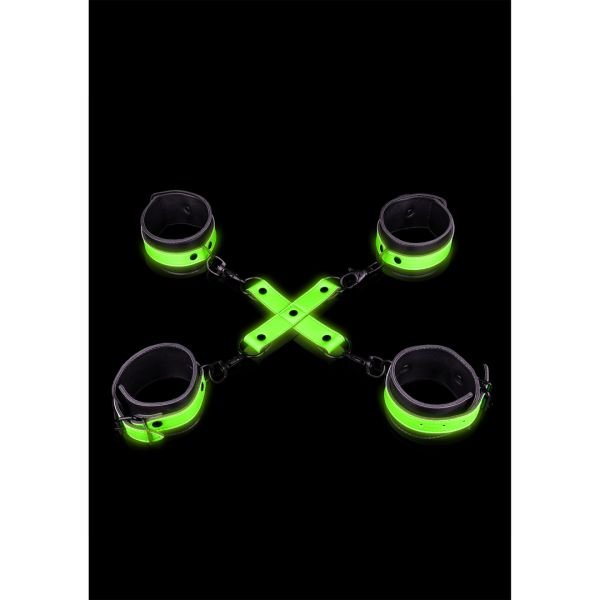 Ouch! Menottes poignets et chevilles avec hogtie - Glow in the Dark