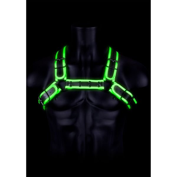 Ouch! Bulldog Harness with Buckle - Glow in the Dark - L/XL
