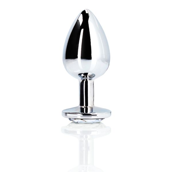 Ouch! Round Gem Buttplug - Medium - Sølv/Diamant