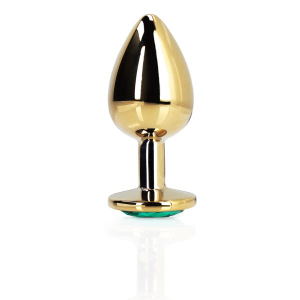 Ouch! Plug anal Round Gem - Large - Doré/Vert émeraude