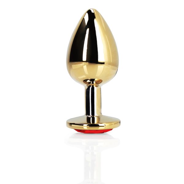Ouch! Heart Gem Buttplug - Small - Guld/Rubinrød