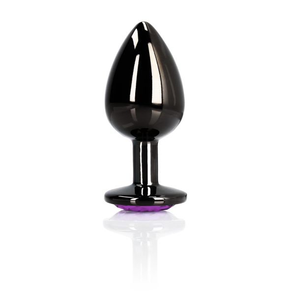 Ouch! Heart Gem Butt Plug - Medium - Gunmetal/Amethyst Purple