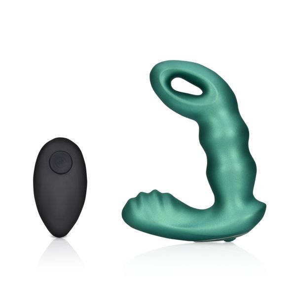 Ouch! Beaded - masażer prostaty z pilotem - metallic green