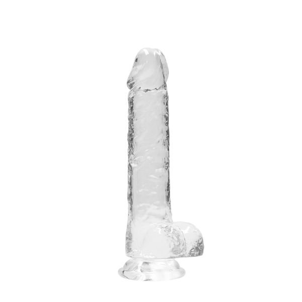 RealRock Realistisk dildo med testikler - 21 cm - Transparent