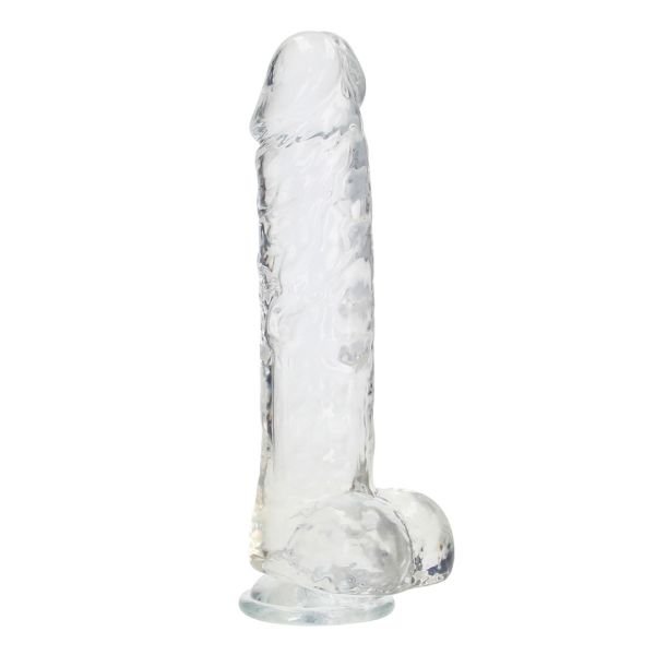 RealRock Realistisk dildo med testikler - 25,4 cm - Transparent