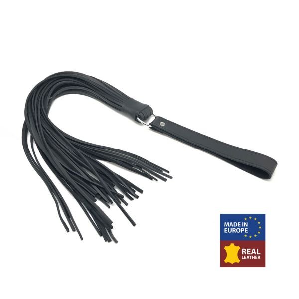 Red Leather Pejcz martinet ze skórzanymi rzemieniami - 75 cm - Czarny
