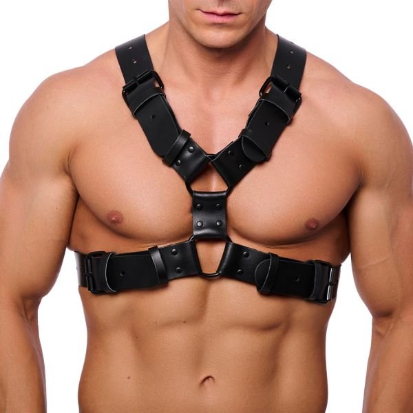 Red Leather Right Lærharness - S/M - Svart