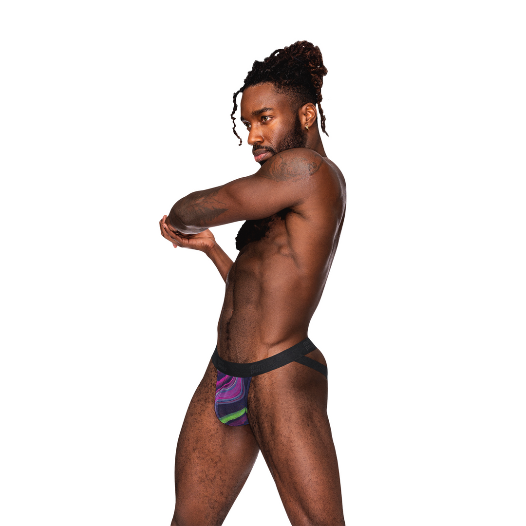 Strappy Jock with Black Cockring - L/XL - Galactic Swirl