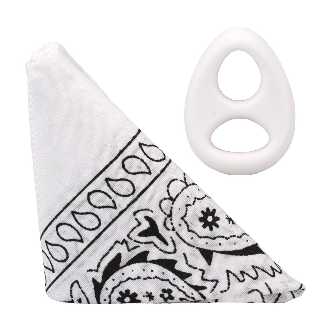 The Code - Silicone Cockring with Bandana - White