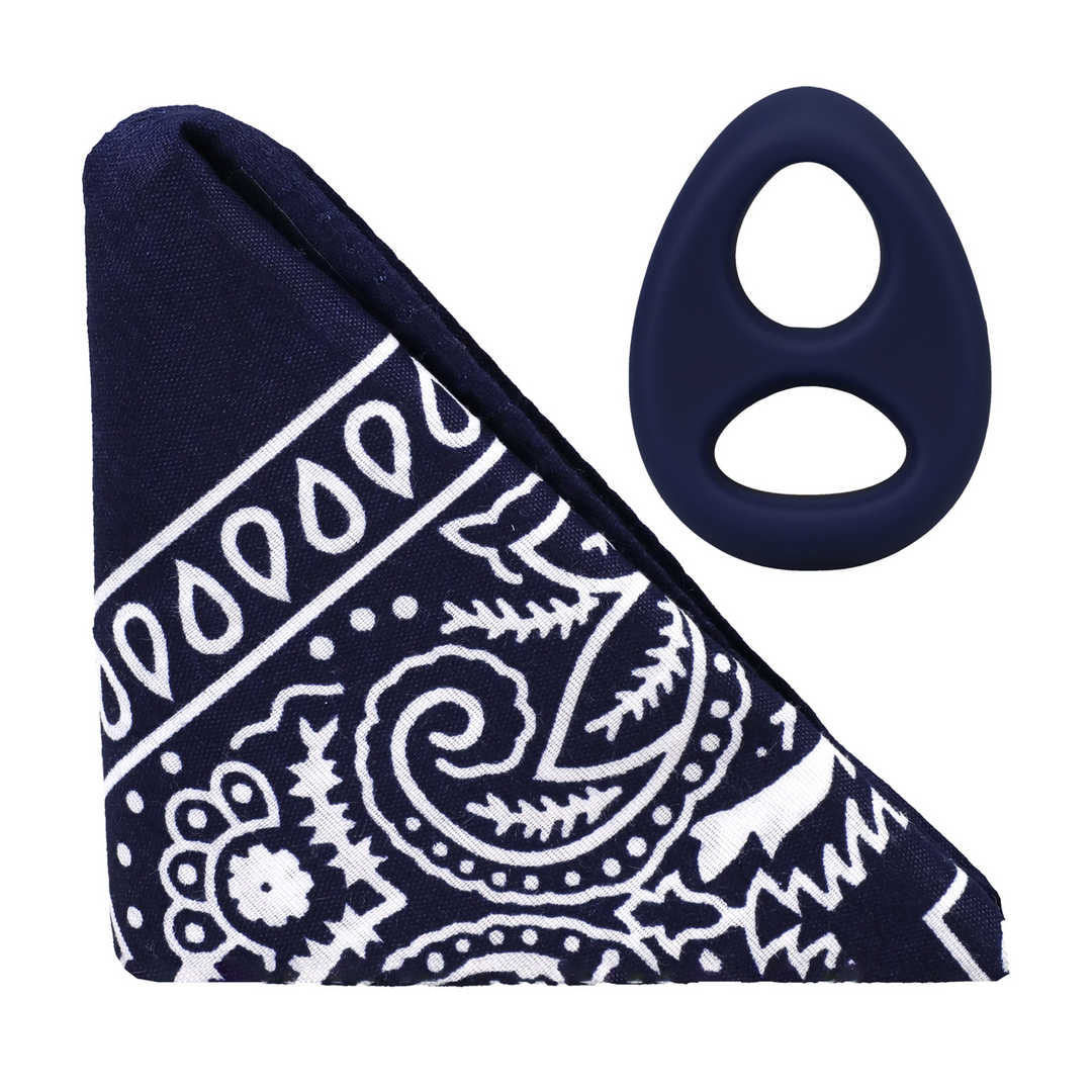 The Code - Silicone Cockring with Bandana - Navy Blue