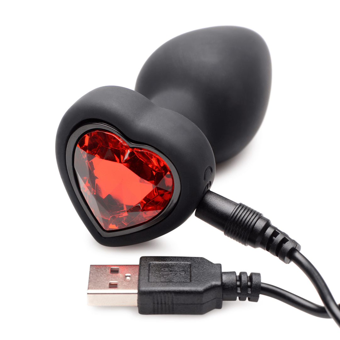 Silicone Vibrating Red Heart - Butt Plug with Remote - S - Image 5
