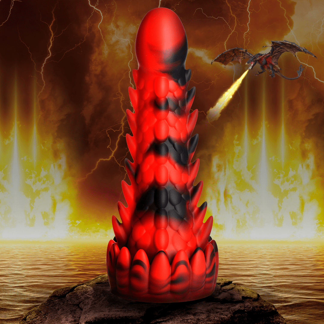 Demon Rising - Scaly Dragon Silicone Dildo - Red/Black - Image 6