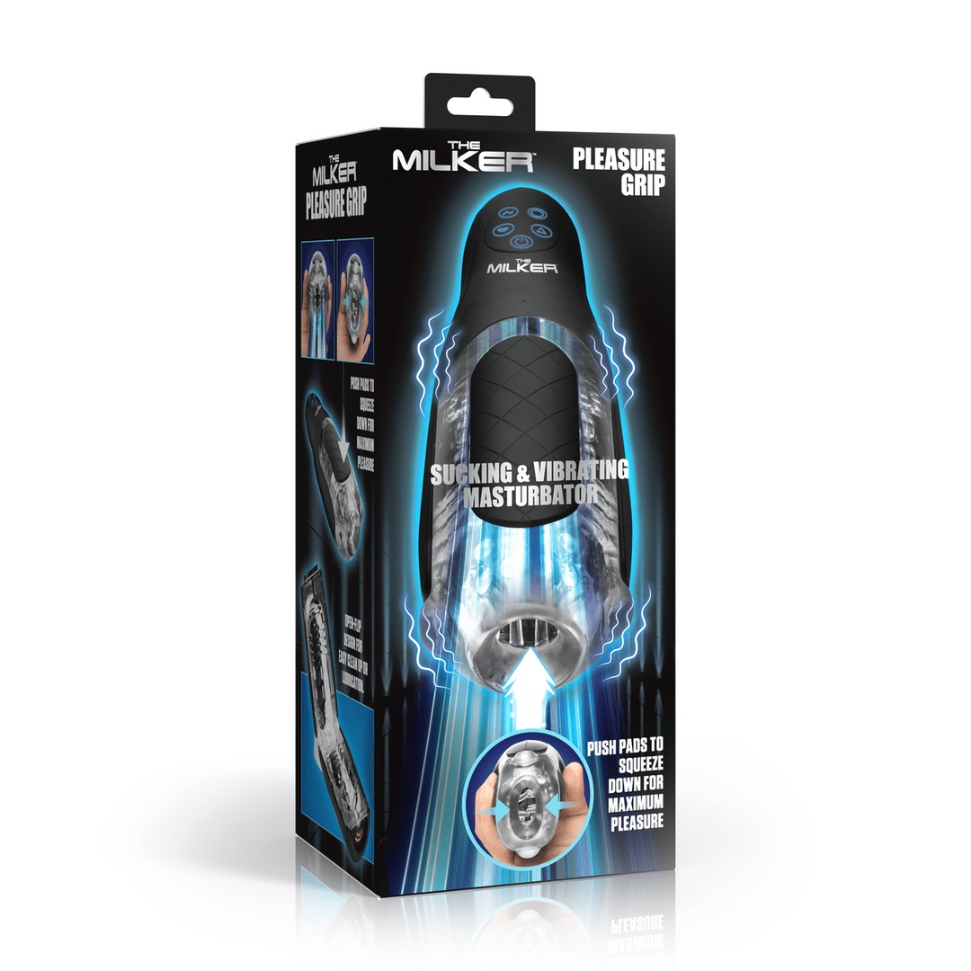 The Milker Pleasure Grip - Masturbateur suceur et vibrant - Transparent/Noir