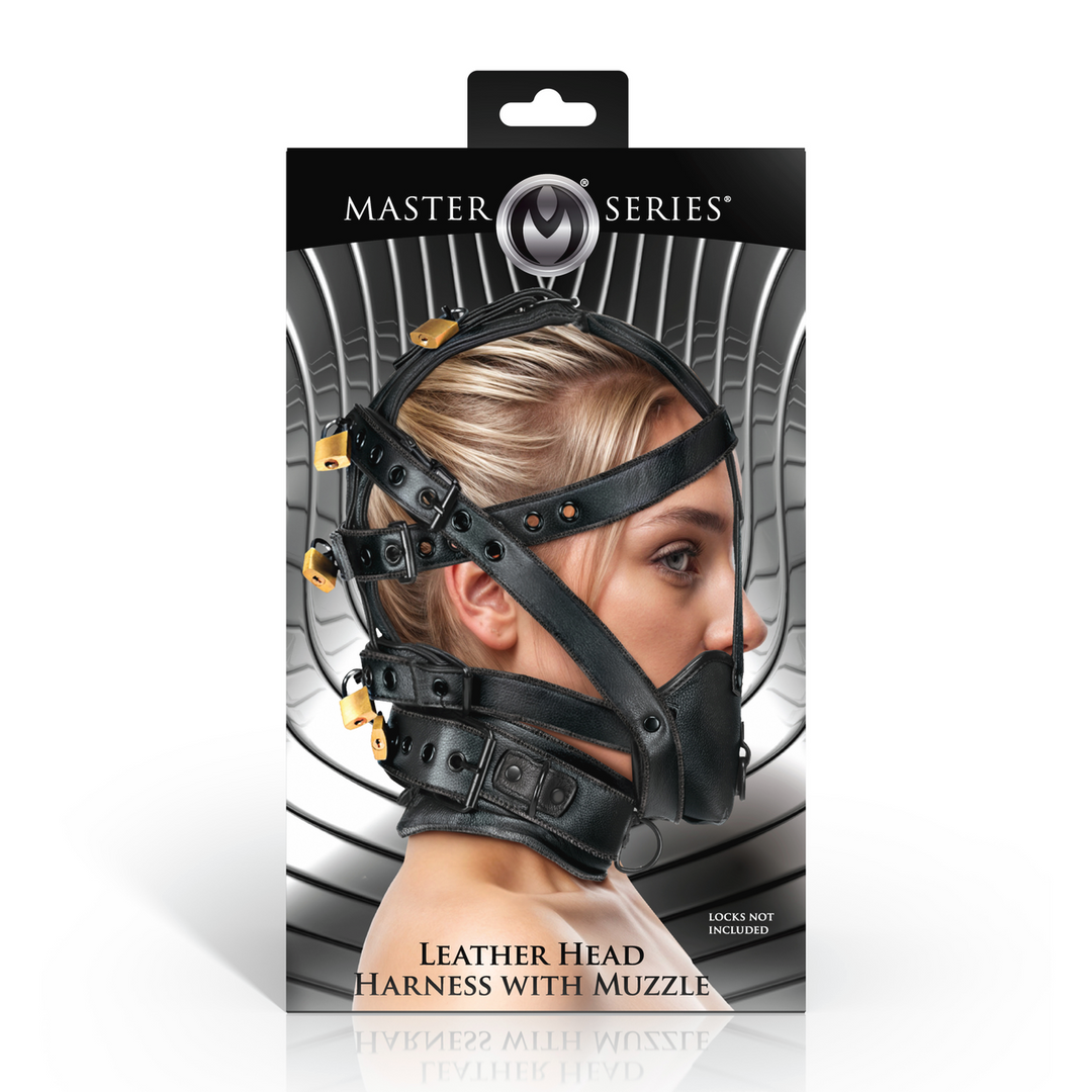 Leather Head Harness with Muzzle - Black - Image 3