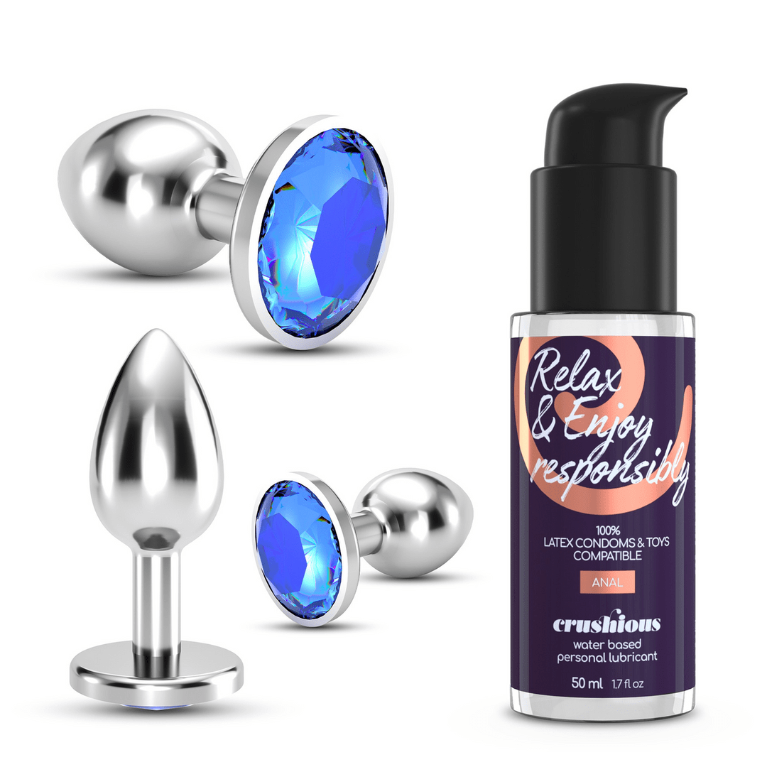 Bijou - Anal Wet Train Trio - 3 Jewel Plugs - Blue