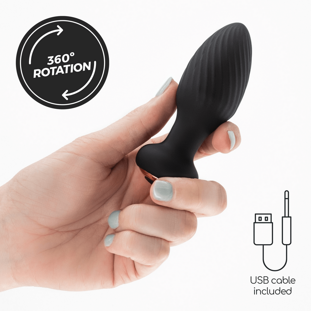 Twister - Rotating Anal Plug with Remote Control - Black - Image 7
