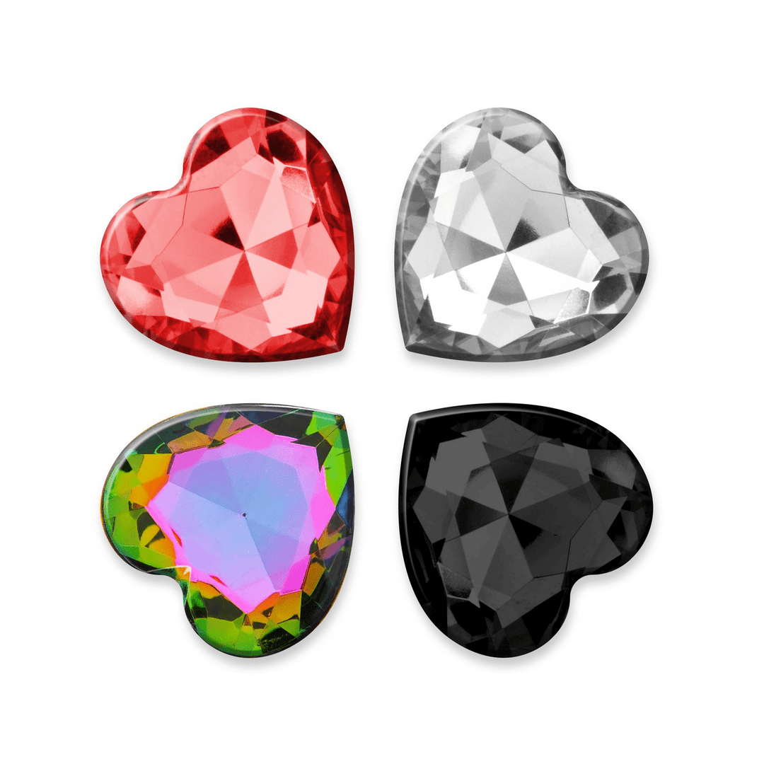 Cuore - Anal Plug with Four Interchangeable Jewels - Large - Black - Image 3