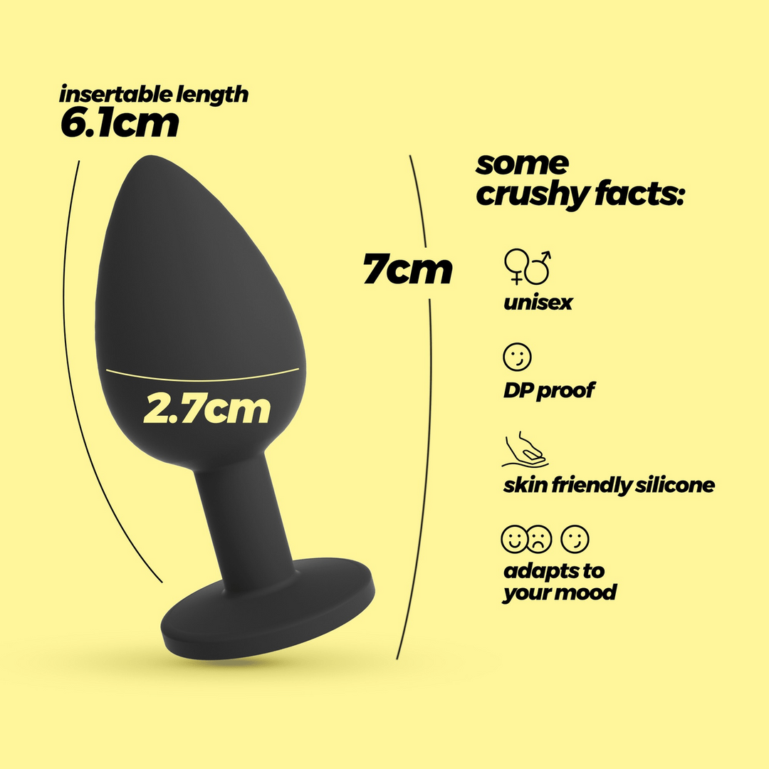 Camileo - Anal Plug with Four Interchangeable Jewels - Small - Black - Image 6