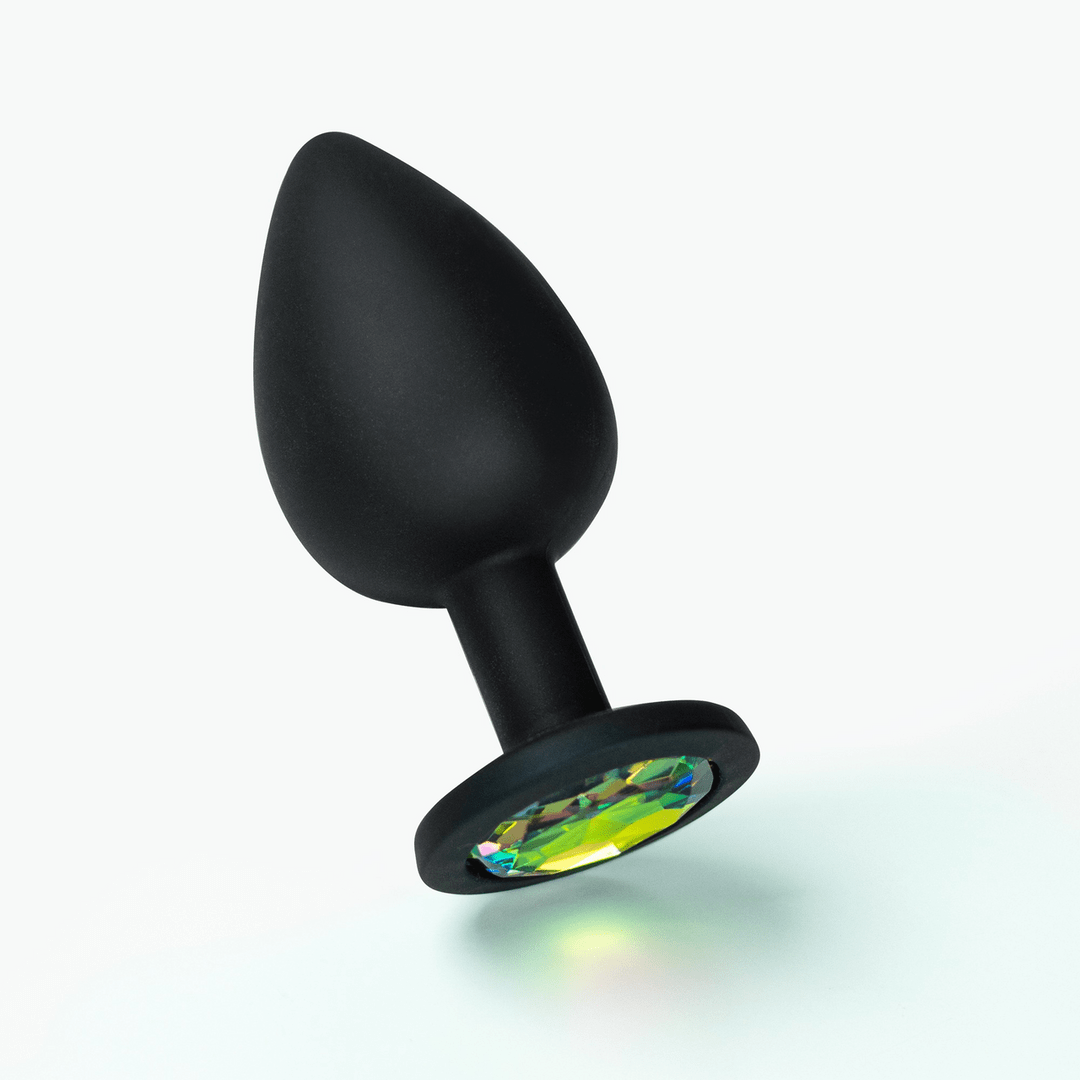 Camileo - Anal Plug with Four Interchangeable Jewels - Small - Black - Image 5